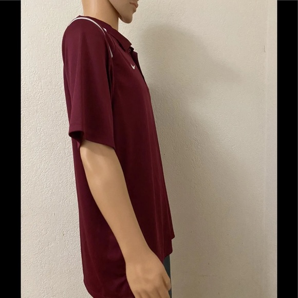 Men's Nike Dri Fit Polo Shirt Short Sleeve Size Large Burgundy & White EUC - Picture 3 of 10